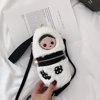 TOYOOSKY мини-сумка-мешок для женщин, зимние шерстяные сумки через плечо, женская сумка через плечо, женские сумки в форме чашки, маленькая сумка - Цвет: Black