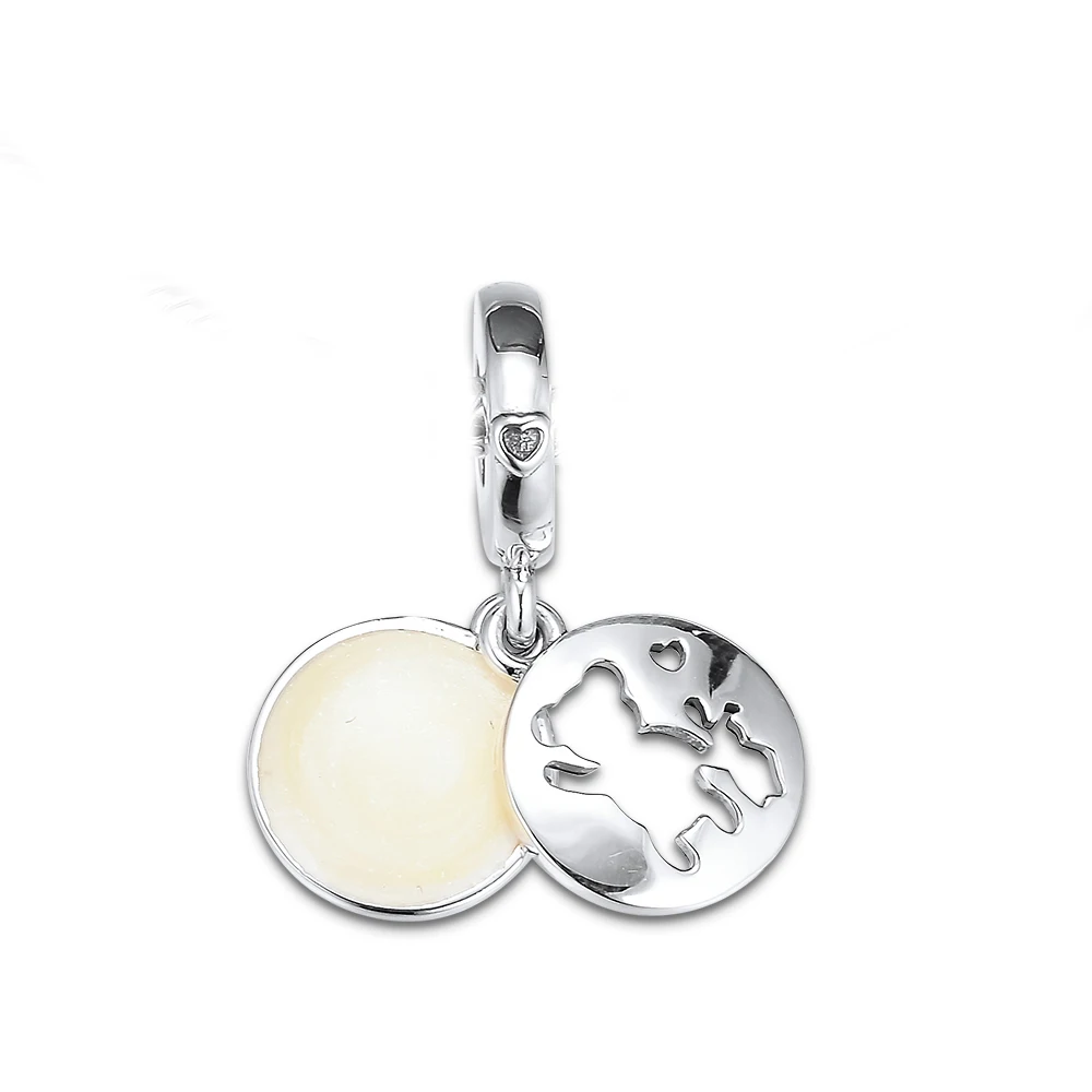 925 Sterling Silver Classic Queen Night Sky I Love You Intimate Partner Dazzling Woman Charm DIY Enamel Pendant - Окраска металла: 2198