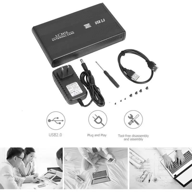 VKTECH 3,5 дюйма USB 2,0 на SATA порт SSD жесткий диск корпус 480 Мбит/с HDD чехол внешний твердотельный жесткий диск коробка дропшиппинг