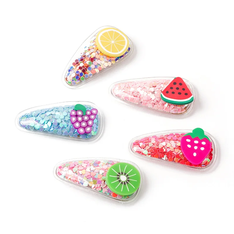 New Hot Fruit PVC Hair Clips for Baby Girls Cute Jelly Bow Hairpin Summer Infant Baby Hairgrips Waterproof Pool Kids Accessories