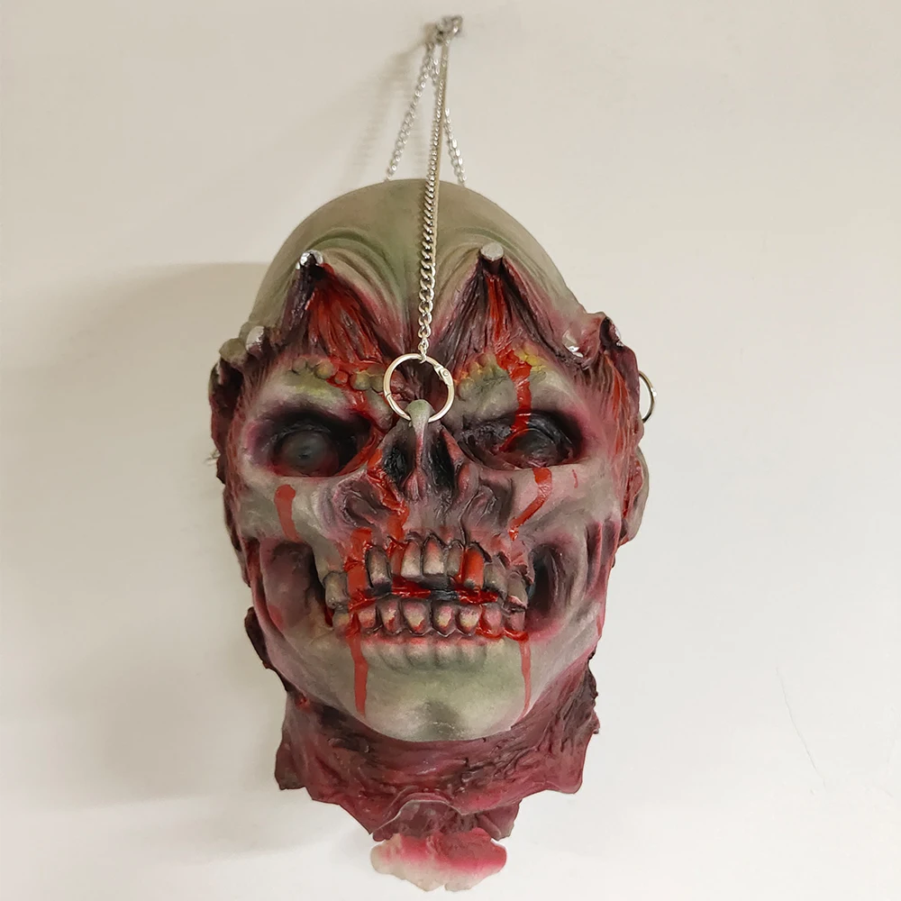 

Horror Zombie Head Chains Halloween Decoration Monster Scary Haunted House Dress Up Decapitated Props