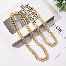 European and American personality hip hop full diamond Cuban chain necklace men and women trend street clavicle chain