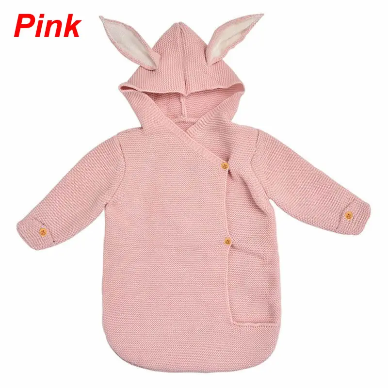 Pink Вязаные спальные мешки для новорожденных мальчиков и девочек, вязаный спальный мешок для младенцев, Конверт одеяло, коляска, спальный мешок, детское одеяло - Цвет: Pink