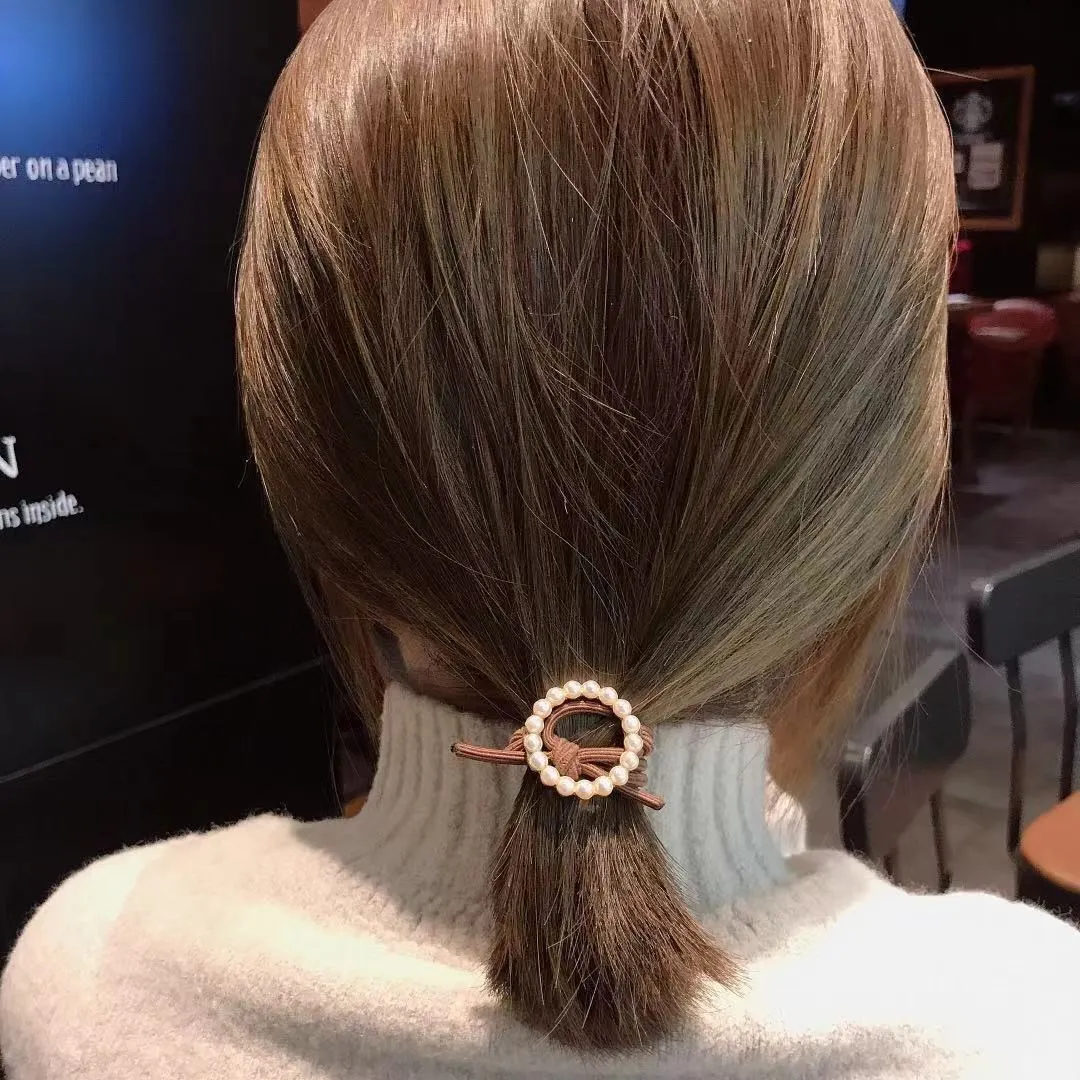Высокая эластичная кофейная веревка для волос женская золотистая, серебристая, перламутровая винтажная резиновая Геометрическая лента для волос в форме сердца для девочек аксессуары для волос