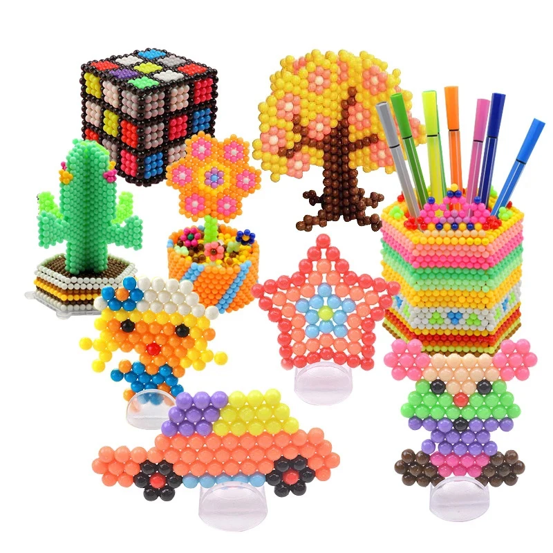 Sac en plastique 500 pièces, 30 couleurs 5mm perlen perles d'eau Spray aqua Magic perles pegboard puzzle éducatif pour enfants jouet