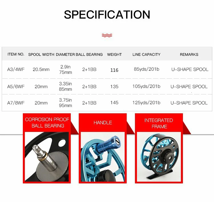 Mavllos 3/4 5/6 7/8WT катушка для ловли нахлыстом 3 подшипники из нержавеющей стали рама станка с ЧПУ Сверхлегкая алюминиевая катушка для подледной рыбалки