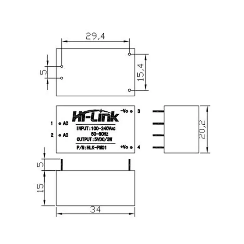 HLK-PM01 HLK-PM03 HLK-PM12 AC-DC 220V to 5V 3.3V 12V Power Module AC to DC Isol