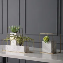 Аксессуары для домашнего декора белый прямоугольный мраморный Настольный поднос для растений бонсай цветочный поднос домашний Свадебный декор художественная ваза металлическая стойка горшки