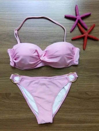 Pink Женский комплект бикини, купальник, сексуальный, две части, купальник, пуш-ап, мягкий, Западный, секретный, пляжная одежда, бикини, Maillot De Bain Femme - Цвет: Pink