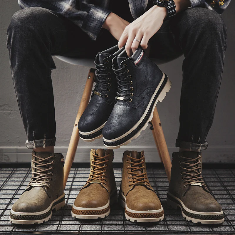TOSJC; модные мужские ботинки в байкерском стиле; ковбойские ботинки на шнуровке; уличная Рабочая обувь; мужские повседневные кроссовки; армейские ботинки-дезерты