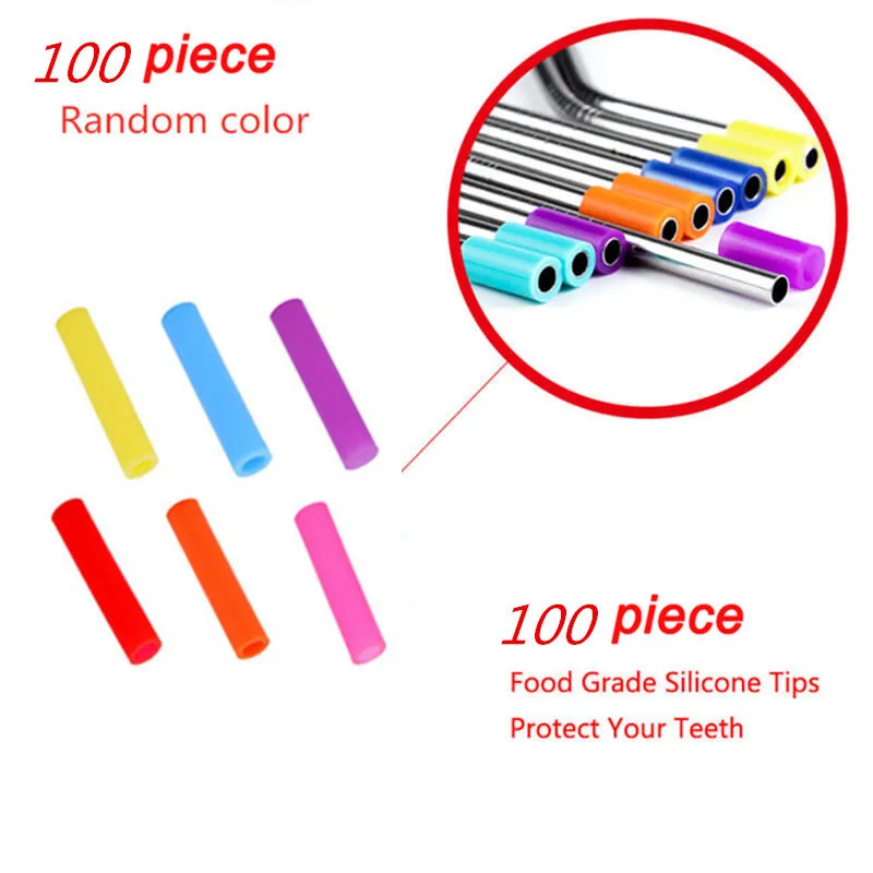 100 pcs random color Эко дружественные соломинки 100 шт./компл. металлическая соломинка многоразовые оптовые нержавеющей стали трубочки для напитков 215 мм* 6 мм Прямые изогнутые соломинки - Цвет: 100 pcs random color