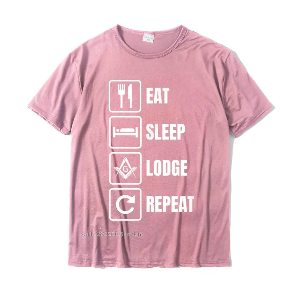 Camisa Tshirts 2021 Newest Short Sleeve Normal Cotton O Neck Men Tops Tees Casual Tshirts Lovers Day Drop Shipping Masonic Shirt Eat Sleep Lodge Repeat Freemason T-Shirt__3181 pink