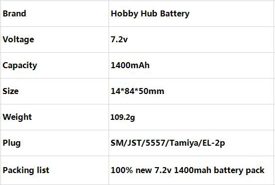 7.2v 1400mah