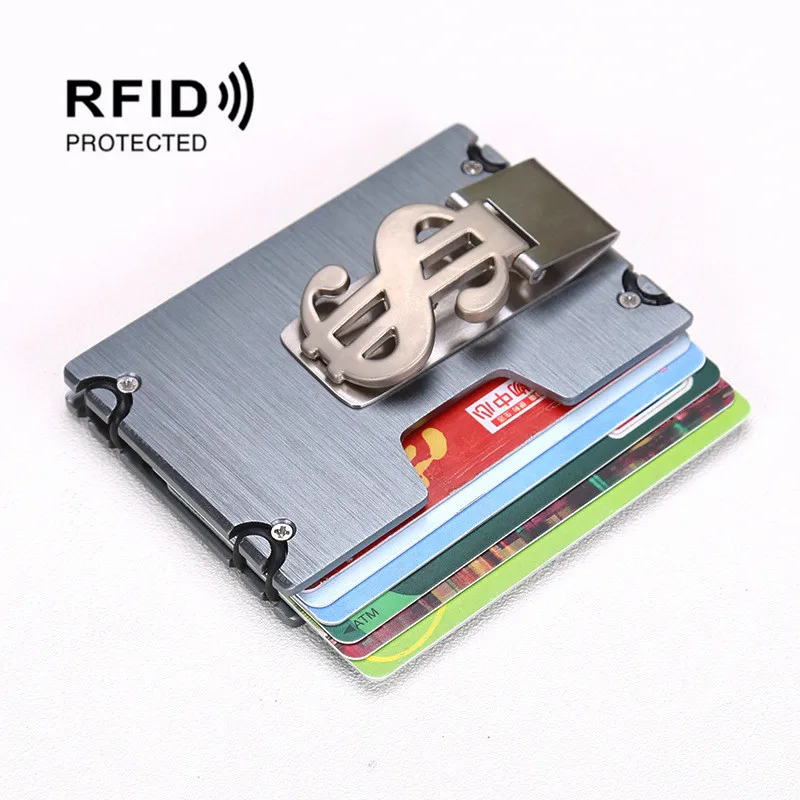

New Fashion Wallets Slim Aluminum Alloy Credit Card Pockets RFID Blocking Metal Money Clips Purse Mini Wallets