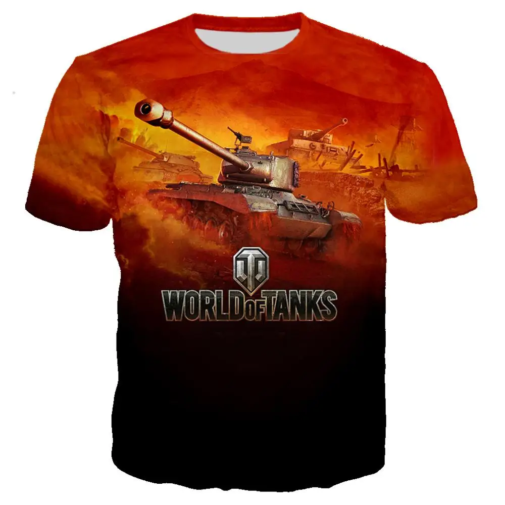 Объёмный рисунок (3D принт) World Of Tanks игры Летняя мужская футболка в стиле милитари T