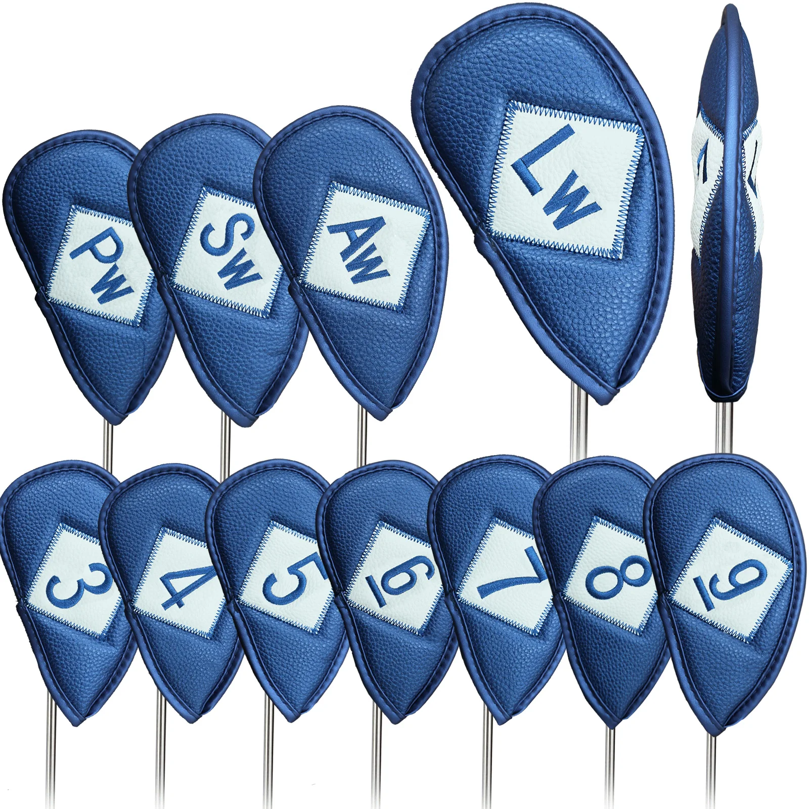 12 Pcs Deluxe Synthetic Leather Golf Iron Head Covers Club Headcover Waterproof for All Irons Club DripShipping