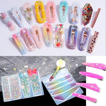 

DIY Crystal Epoxy Hair Clip Silicone Mold Hair Accessories Mold Handmade Flower Hair Clip Pendant Earring Resin Mold