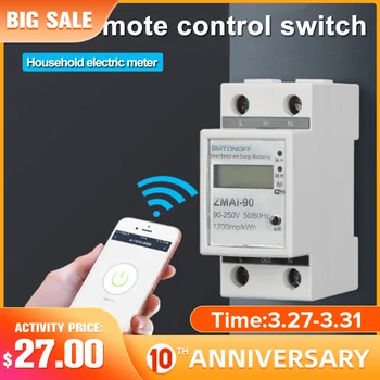 

Digital Electric KWh Smart Meter Single-phase Rail Meter Wifi Remote Control Switch Control Monitor 220V With Free APP