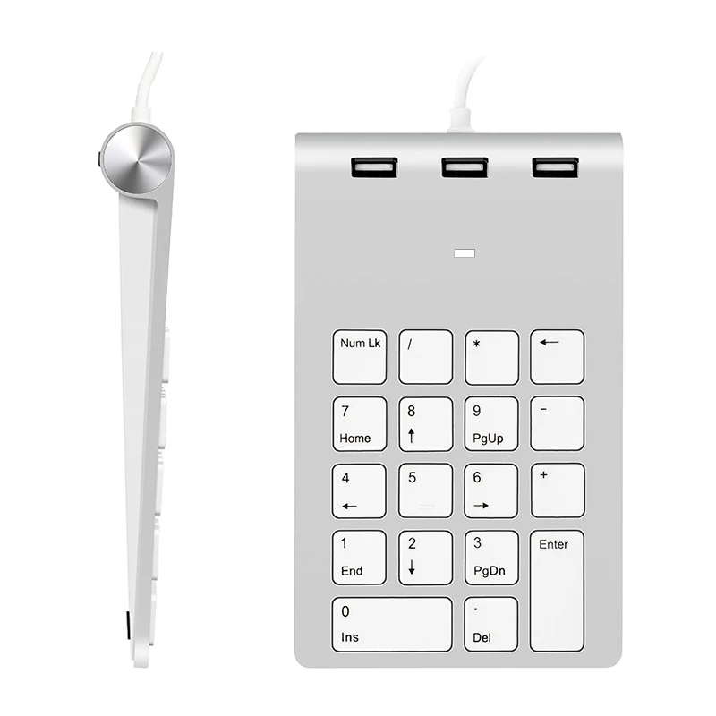 AJIUYU USB Numeric Keypad 18 Keys with three USB Hub For iMac MacBook Air Pro Lenovo PC computer number accountant mini keyboard