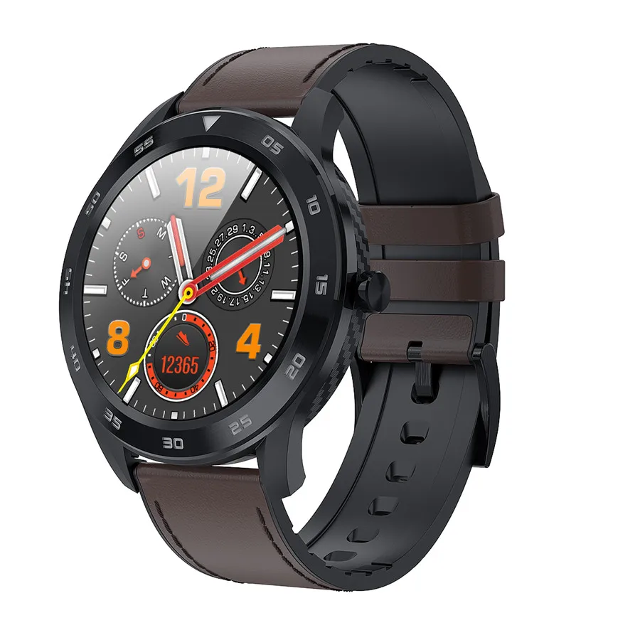 Ravi DT98 Смарт часы для мужчин полный сенсорный экран монитор сердечного ритма Bluetooth Вызов Спорт фитнес трекер Smartwatch водонепроницаемый ip68 - Цвет: leather brown black