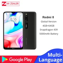 Новая глобальная версия Xiao Redmi 8 смартфон 4 Гб ОЗУ 64 Гб ПЗУ Snapdragon 439 10 Вт Быстрая зарядка 5000 мА батарея мобильного телефона
