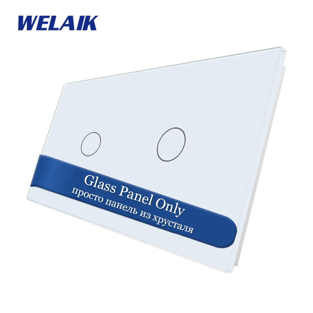 

WELAIK-1 Brand Free Shipping 2 Frame EU 1Gang+1Gang European standard Crystal Glass Panel Only Not Touch Switch A2911W1