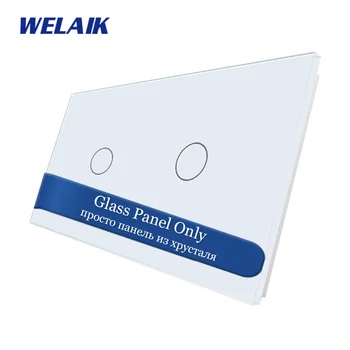 

WELAIK-1 Brand Free Shipping 2 Frame EU 1Gang+1Gang European standard Crystal Glass Panel Only Not Touch Switch A2911W1
