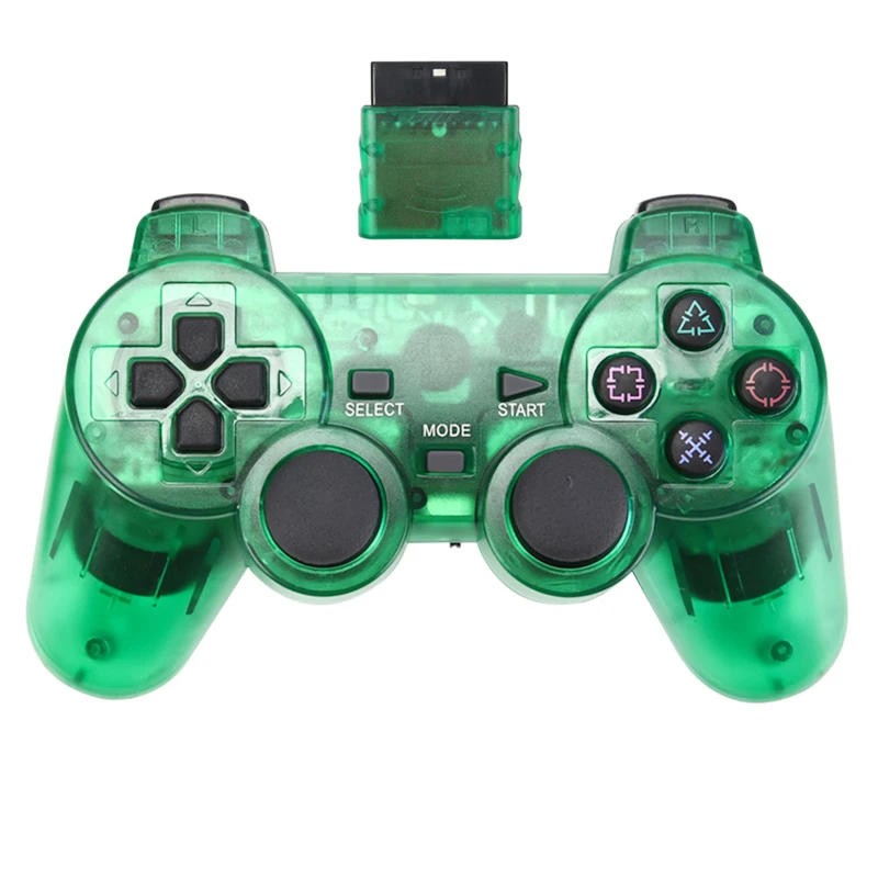 green Данные лягушка 2,4G беспроводной геймпад для sony PS2 контроллер двойной вибрации шок контроллер для Playstation 2 Консоль джойстик - Цвет: green