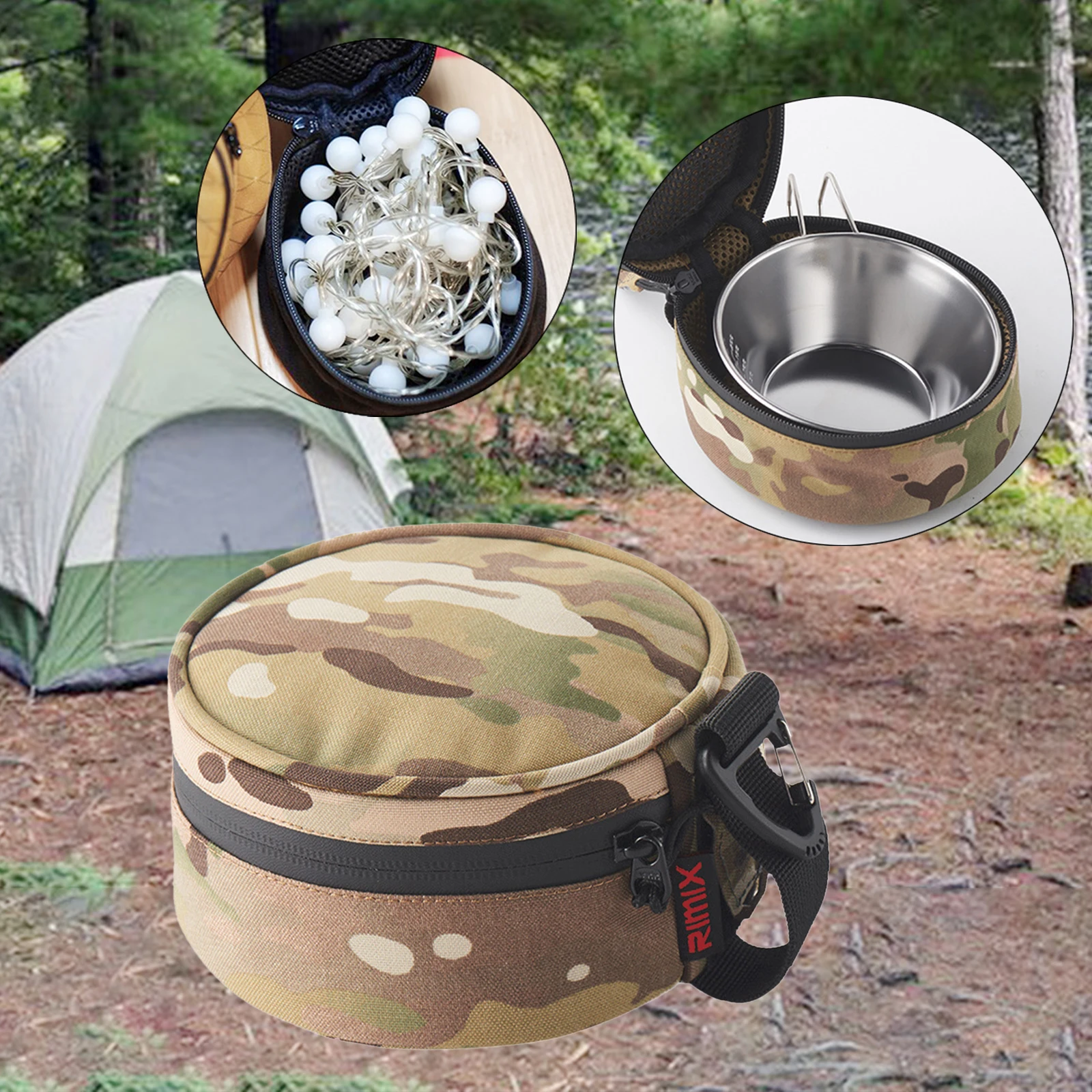 Storage Bag Cup Storage Bag Hand-Held Waterproof Barbecue Tableware with Hooks Holder Carrier for Backpacking Camping Hiking BBQ Tools