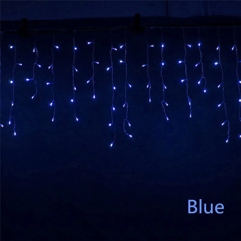 Рождественский светильник s светодиодный гирлянда Шторы гирлянда сосульки светильник 220V 4M длина свисания 96 Светодиодный уличных танцев гирлянда год Рождество украшения - Испускаемый цвет: Blue