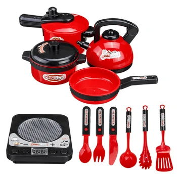 

13PCS Children Mini Kitchen Toy Kids Pretend Cook Play Toy With Light and Music Cookware Pot Pan Simulation Kitchen Utensils Toy