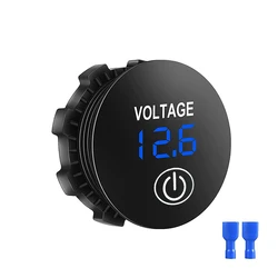 Waterproof 12V LED Digital Voltmeter with Touch Display (Blue Touch)
