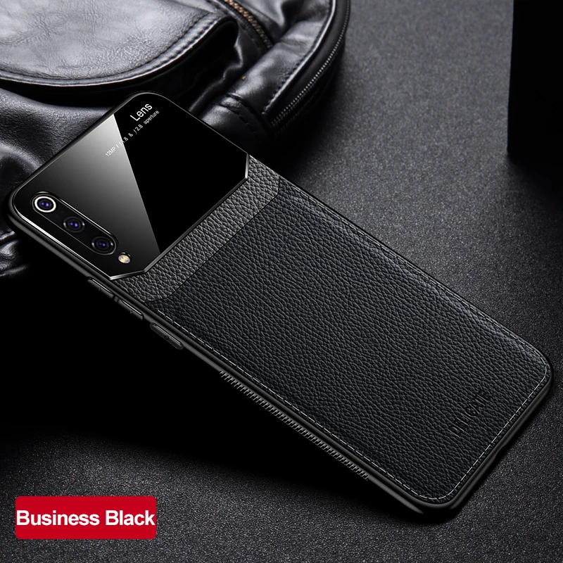 Black Чехол для Xiaomi mi 9 Силиконовый противоударный бампер из искусственной кожи mi rror оргстекло задняя крышка для mi 8 Lite 9se Pro MAX 2 3 чехол для телефона - Цвет: Black