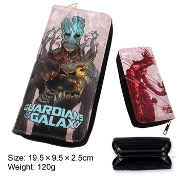 

Guardians of the Galaxy Groot Zipper PU Wallet Leather Card Holders purses Boys Girls Coin Pocket Long cosplay Handbag otaku