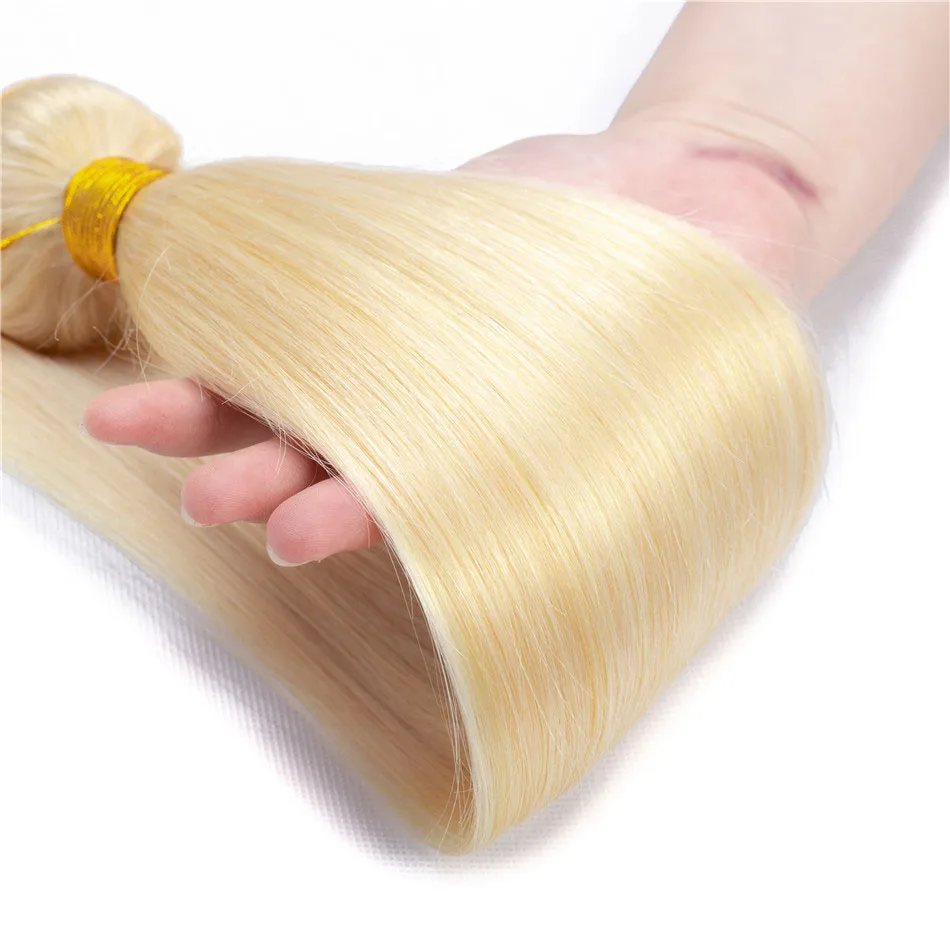 613 медовый блонд бразильские натуральные кудрявые пучки волос прямые волосы 3 пучка длинные прямые Омбре 1B/613 человеческие волосы для