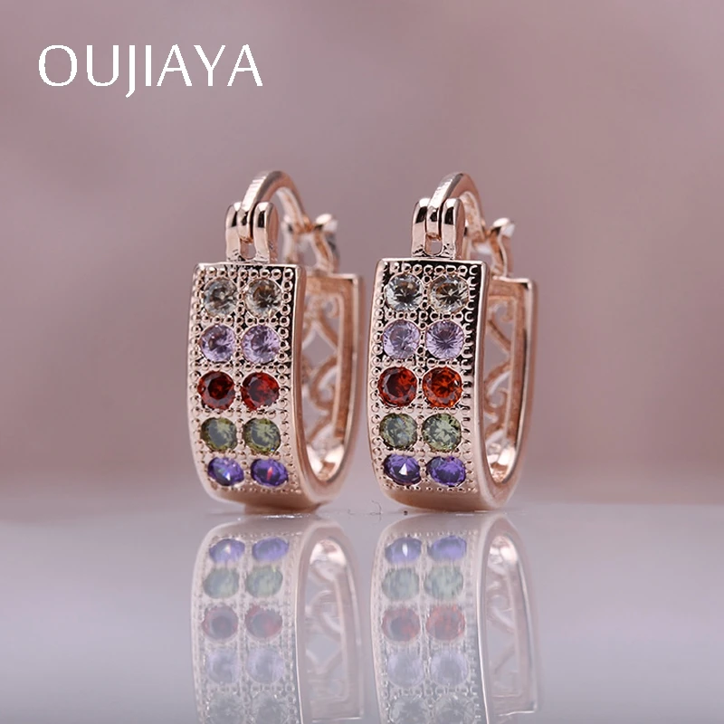 Женские круглые серьги OUJIAYA роскошные подвески из розового золота 585 пробы с