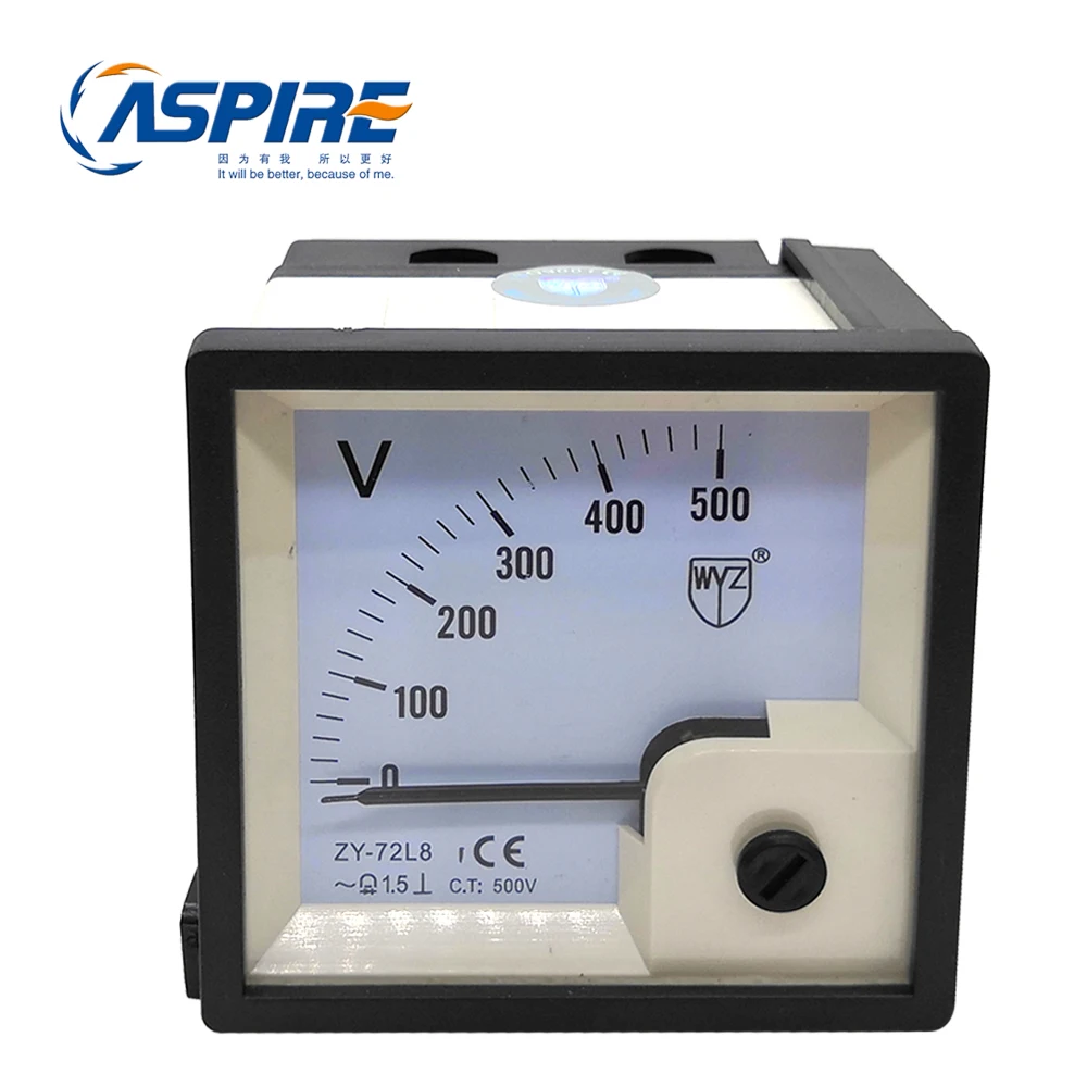

500V Square Analog Panel Voltmeter ZY-72L8 Volt Meter Gauge