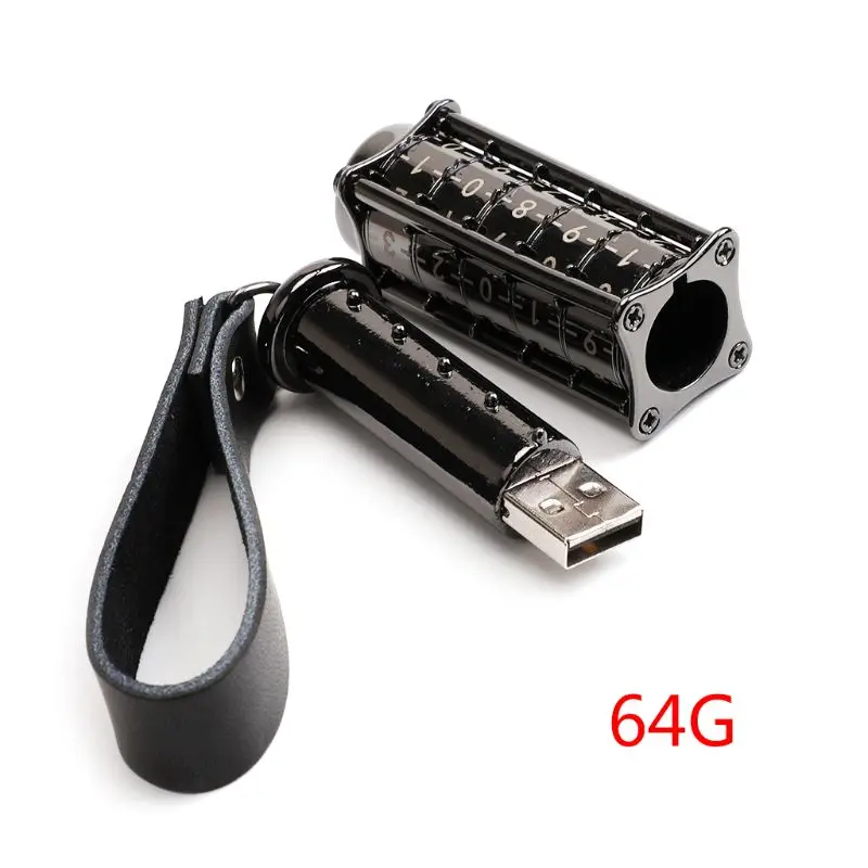 USB флеш-накопитель металлический флеш-накопитель U Stick 32G 64G USB2.0 цифровой пароль для передачи данных брелок - Цвет: Black64
