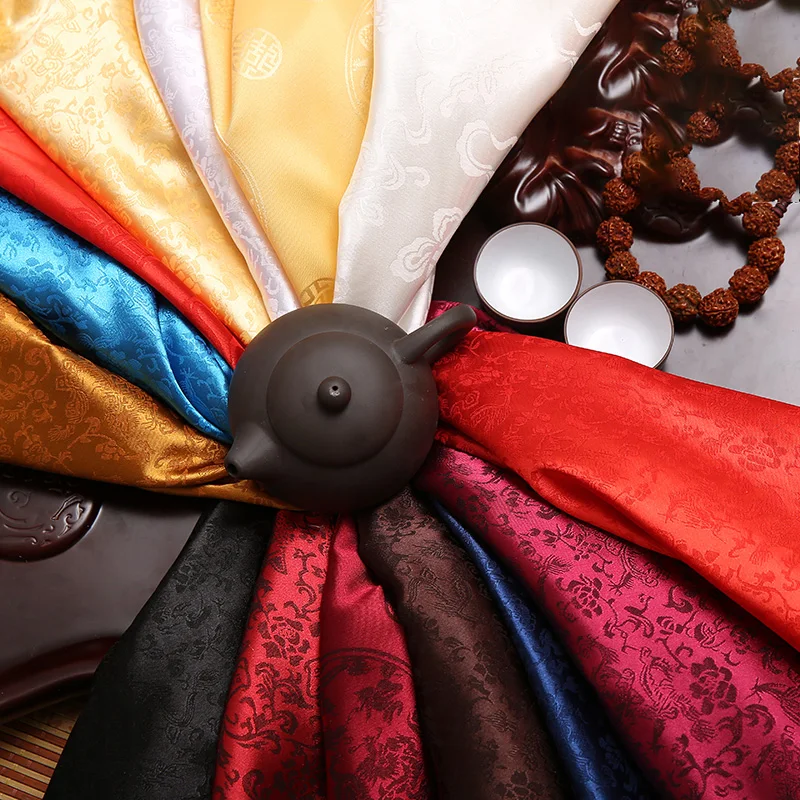 Китайская атласная парчовая ткань, полиэстер, жаккардовая ткань для шитья вечернего платья, свадебная ткань JA25