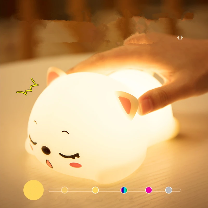 터치 센서 RGB LED 토끼 야간 조명 다채로운 USB 충전식 원격 실리콘 토끼 램프 어린이를위한 장난감 축제 선물