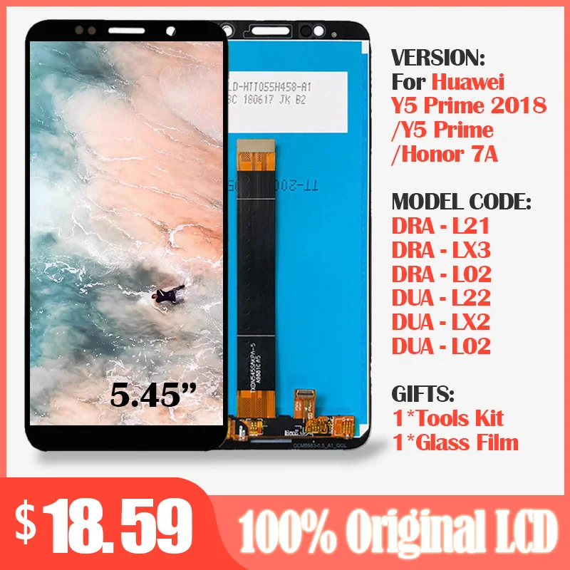 Оригинальный ЖК дисплей для Honor 7A + сенсорный экран Huawei DUA L02 L22 LX2 Y5 Prime 2018 DRA L21