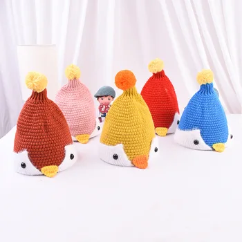 

Kid Knitted Hat 2020 New Children Cute Penguin Pointed Wool Hat Winter Baby Outdoor Thickened Warm Knitted Hat