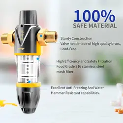 WINSOME Backwash Spin Down Sediment Filter with Scrapper 40 Micron Whole House Pre-Filtration for Tap Water, 1