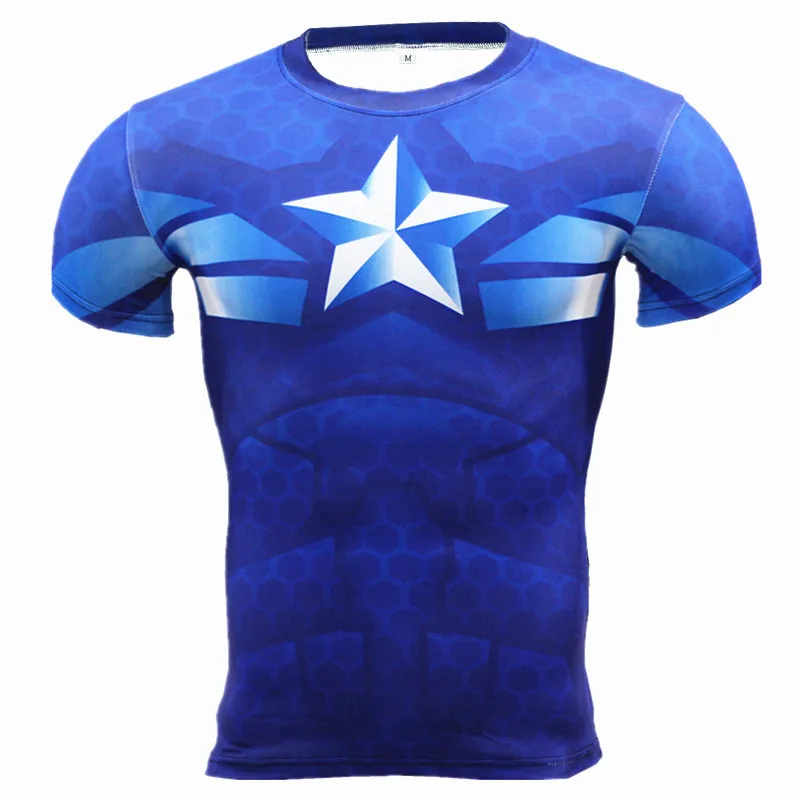 Новинка, Мужская футболка для бега с суперменом Каратель рашгардом, компрессионная футболка с коротким рукавом, футболка для спортзала, футболка для фитнеса, Спортивная мужская рубашка - Цвет: 9