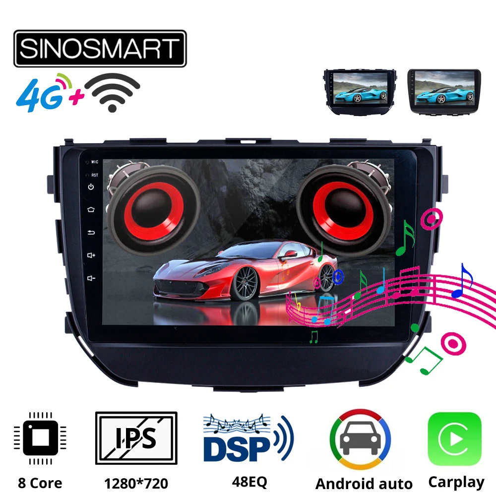 Sinosmart 8 ядер DSP 48EQ автомобильный радиоприемник с навигацией GPS для Suzuki Vitara Brezza Baleno