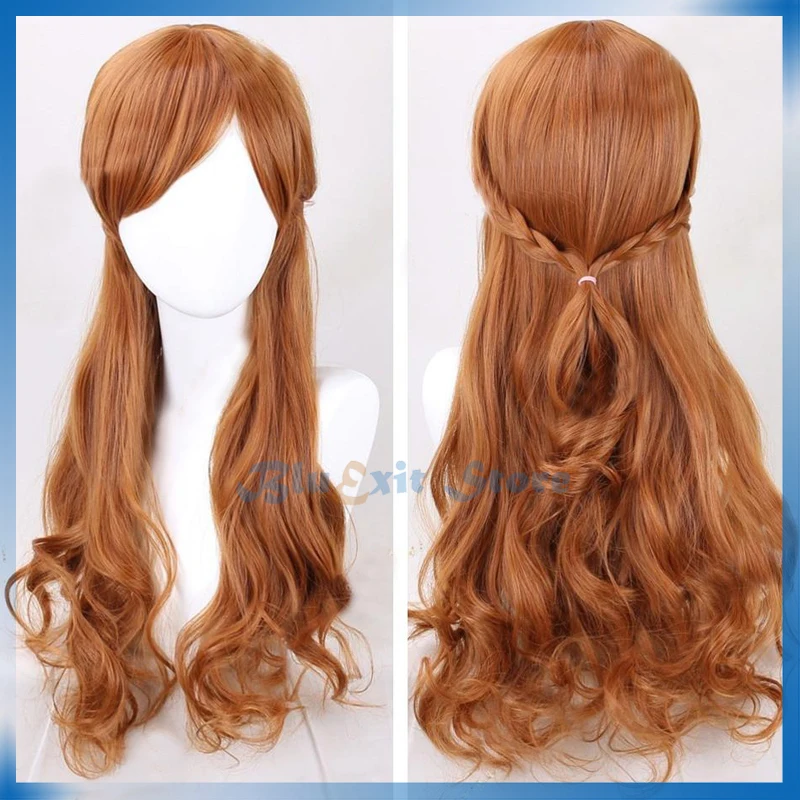 

New Princess Anna Cosplay Wig Curly Wavy Synthetic Hair Heat Resistant Fiber Halloween Christmas Party Hair
