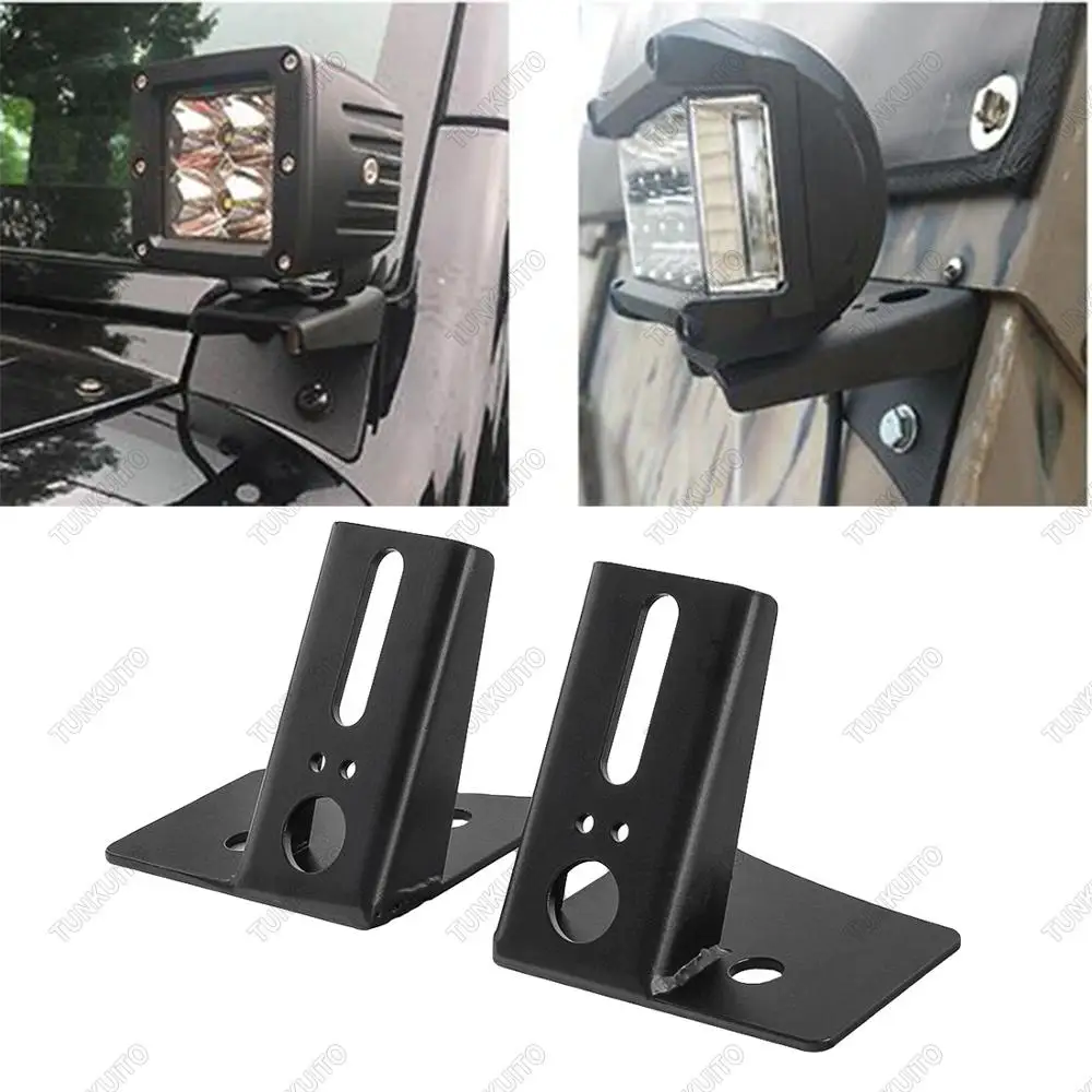 

2PCS Hinge Mount Lower Corner A-pillar Mounting Brackets for Dual LED Spot Flood Lights Fit for 2007-2018 Jeep Wrangler JK