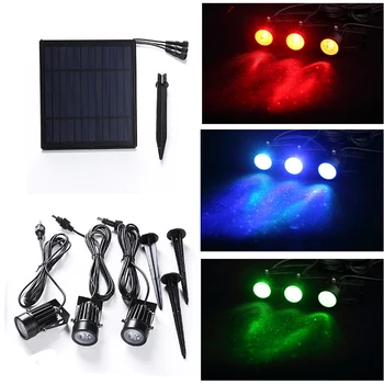 

LEDs Solar Powered 3 Lamps Landscape Spotlights Outdoor Waterproof Solar Landscaping Light for Garden Yard Pathway Downlight