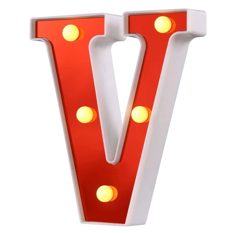 V Красная Пластиковая буква светодиодный ночник Marquee знак Алфавит огни лампа для дома клуба уличные вечерние свадебные украшения для дома NDS - Цвет: V