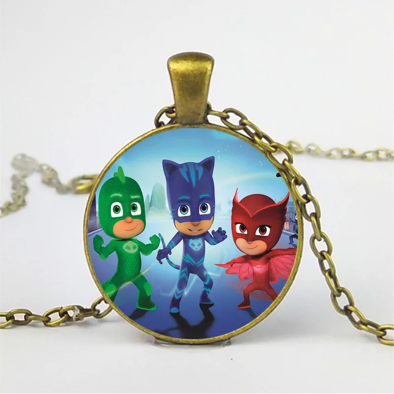 PJ Masks Costume Necklace Anime Cartoon Accessories Pendant Catboy Owlette Gekko Toys Pj Mask Juguete Time Gem Sweater Chain S63